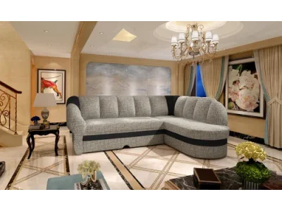 Detail produktu NABBI Belluno P rohová sedačka s rozkladom a úložným priestorom sivá (Berlin 01) / čierna (Soft 11)