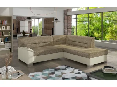 NABBI Balmi P rohová sedačka s rozkladom a úložným priestorom cappuccino / béžová