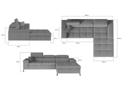Detail produktu NABBI Rosino P rohová sedačka s rozkladom a úložným priestorom tmavomodrá / svetlosivá