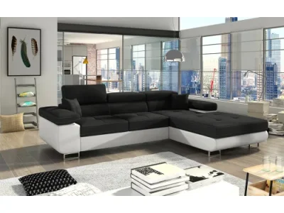 NABBI Alkazar P rohová sedačka s rozkladom a úložným priestorom čierna / biela