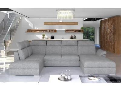 NABBI Ermo U L rohová sedačka u s rozkladom a úložným priestorom svetlosivá (Sawana 21)