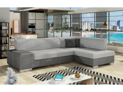 NABBI Ferol P rohová sedačka s rozkladom a úložným priestorom svetlosivá / sivá