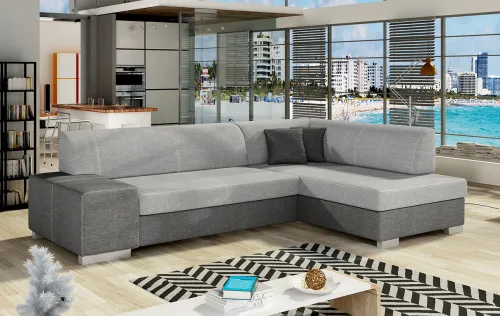 NABBI Ferol P rohová sedačka s rozkladom a úložným priestorom svetlosivá / sivá