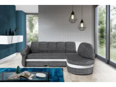 Detail produktu NABBI Belluno P rohová sedačka s rozkladom a úložným priestorom sivá / biela