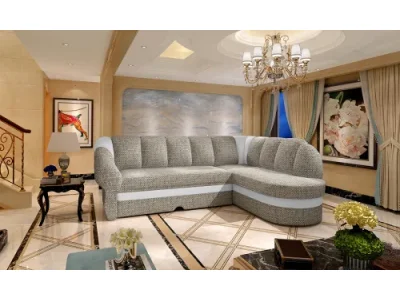 NABBI Belluno P rohová sedačka s rozkladom a úložným priestorom sivá / biela