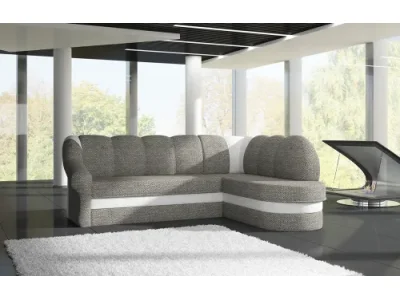 Detail produktu NABBI Belluno P rohová sedačka s rozkladom a úložným priestorom sivá / biela