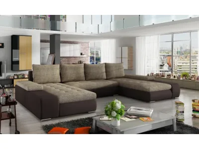 NABBI Melfi L/P rohová sedačka u s rozkladom a úložným priestorom cappuccino / tmavohnedá