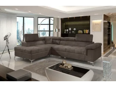 NABBI Enna L rohová sedačka s rozkladom a úložným priestorom hnedá