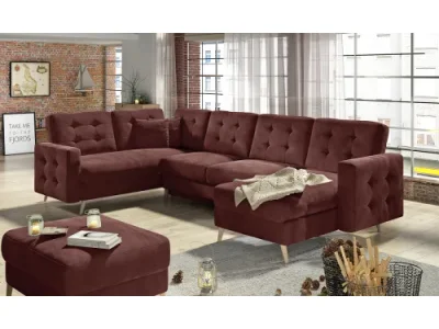 NABBI Aveza U L/P rohová sedačka u s rozkladom bordová