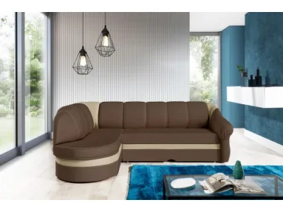 Detail produktu NABBI Belluno L rohová sedačka s rozkladom a úložným priestorom hnedá / krémová