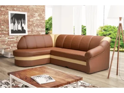 Detail produktu NABBI Belluno L rohová sedačka s rozkladom a úložným priestorom hnedá / krémová