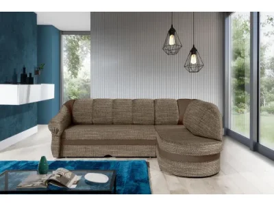 NABBI Belluno P rohová sedačka s rozkladom a úložným priestorom cappuccino / hnedá