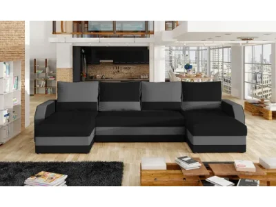 NABBI Murino L/P rohová sedačka u s rozkladom a úložným priestorom čierna / sivá