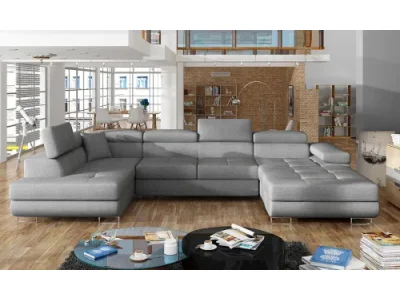 NABBI Rossano U L rohová sedačka u s rozkladom sivá