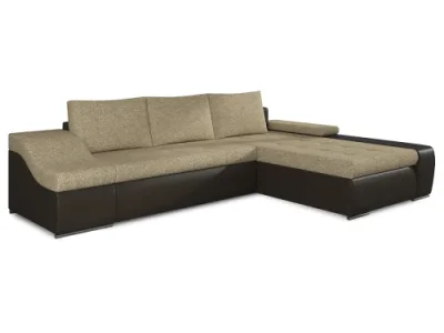 Detail produktu NABBI Oristano P rohová sedačka s rozkladom a úložným priestorom cappuccino / tmavohnedá