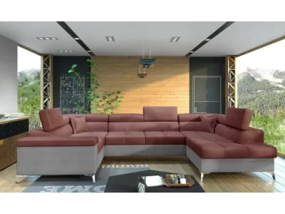 NABBI Torres U L rohová sedačka u s rozkladom a úložným priestorom bordová / svetlosivá