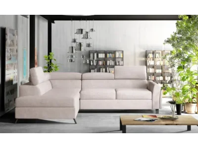 NABBI Korense L rohová sedačka s rozkladom a úložným priestorom svetlosivá (Soro 83)