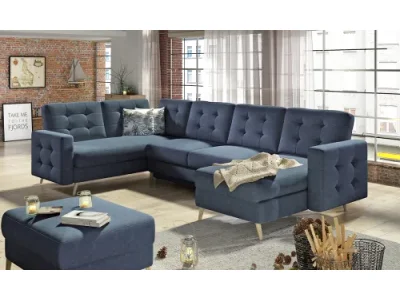 NABBI Aveza U L/P rohová sedačka u s rozkladom modrá / vzor