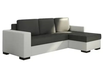 Detail produktu NABBI Novara L/P rohová sedačka s rozkladom a úložným priestorom čierna (Soft 11) / biela (Soft 17)