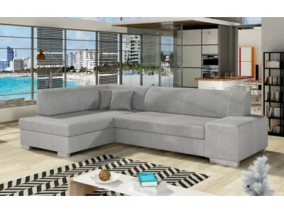 NABBI Ferol L rohová sedačka s rozkladom a úložným priestorom svetlosivá
