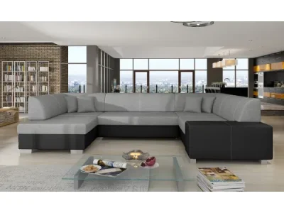 NABBI Halvega P rohová sedačka u s rozkladom a úložným priestorom svetlosivá / čierna