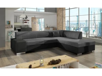 NABBI Pinero P rohová sedačka s rozkladom a úložným priestorom sivá (Sawana 05) / čierna (Soft 11)