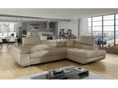 NABBI Almero P rohová sedačka s rozkladom a úložným priestorom svetlohnedá