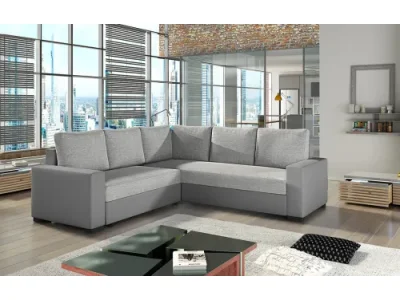 NABBI Calabria L/P rohová sedačka s rozkladom a úložným priestorom svetlosivá / sivá