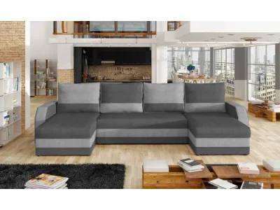 NABBI Murino L/P rohová sedačka u s rozkladom a úložným priestorom tmavosivá / svetlosivá