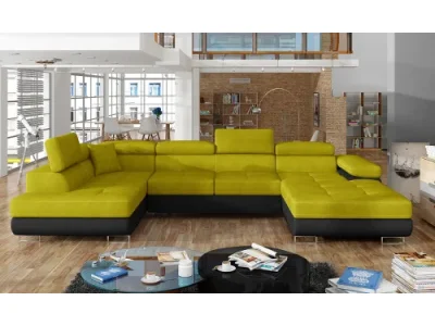 NABBI Rossano U L rohová sedačka u s rozkladom žltá / čierna