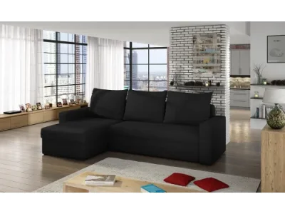 NABBI Lucca L/P rohová sedačka s rozkladom a úložným priestorom čierna