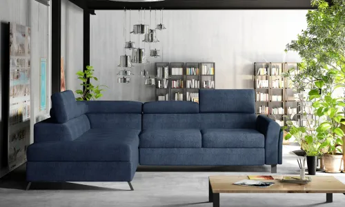 NABBI Korense L rohová sedačka s rozkladom a úložným priestorom modrá