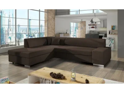 NABBI Pinero L rohová sedačka s rozkladom a úložným priestorom tmavohnedá