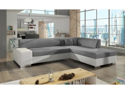 Detail produktu NABBI Pinero P rohová sedačka s rozkladom a úložným priestorom svetlosivá / biela