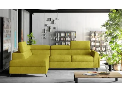 NABBI Korense L rohová sedačka s rozkladom a úložným priestorom žltá