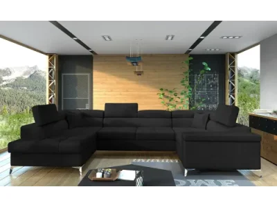 NABBI Torres U P rohová sedačka u s rozkladom a úložným priestorom čierna (Sawana 14)