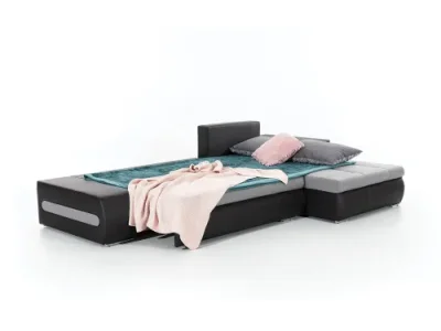 Detail produktu NABBI Otelo L rohová sedačka s rozkladom a úložným priestorom béžová / tmavohnedá