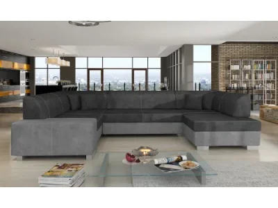 NABBI Halvega L rohová sedačka u s rozkladom a úložným priestorom čierna / sivá