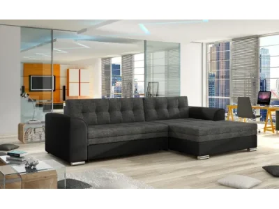 NABBI Caltanis P rohová sedačka s rozkladom sivá (Sawana 05) / čierna (Soft 11)