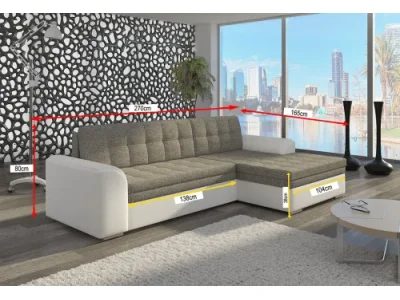 Detail produktu NABBI Caltanis P rohová sedačka s rozkladom sivá (Sawana 05) / čierna (Soft 11)