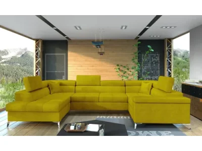 NABBI Torres U P rohová sedačka u s rozkladom a úložným priestorom žltá