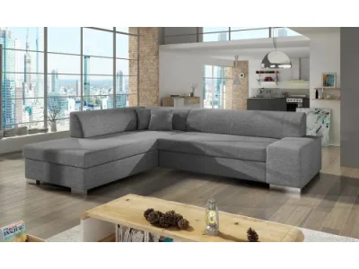 NABBI Pinero L rohová sedačka s rozkladom a úložným priestorom svetlosivá