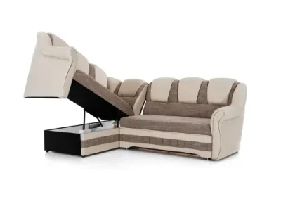 Detail produktu NABBI Latino II L rohová sedačka s rozkladom a úložným priestorom sivá / čierna