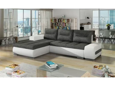 Detail produktu NABBI Otelo L rohová sedačka s rozkladom a úložným priestorom sivá (Sawana 05) / biela (Soft 17)