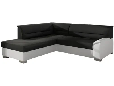 Detail produktu NABBI Balmi L rohová sedačka s rozkladom a úložným priestorom čierna (Sawana 14) / biela (Soft 17)