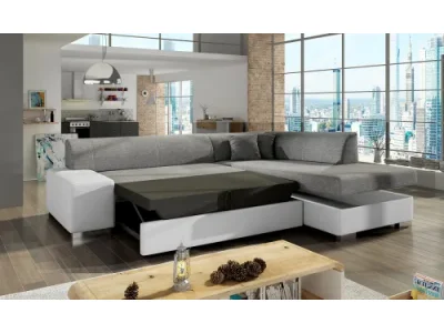 Detail produktu NABBI Pinero L rohová sedačka s rozkladom a úložným priestorom cappuccino / tmavohnedá