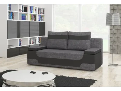 NABBI Aosta rozkladacia pohovka s úložným priestorom sivá (Sawana 05) / čierna (Soft 11)