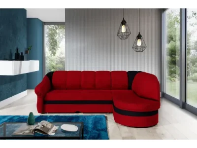 NABBI Belluno P rohová sedačka s rozkladom a úložným priestorom červená / čierna