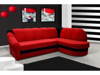 Detail produktu NABBI Belluno P rohová sedačka s rozkladom a úložným priestorom červená / čierna