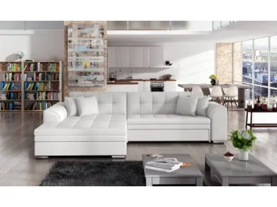NABBI Salerno L rohová sedačka s rozkladom biela